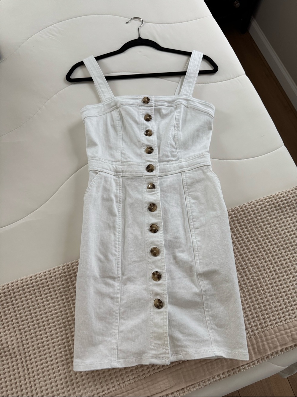 Express White Button-Front Denim Sun Dress